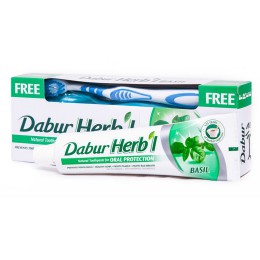 Зубная паста Дабур Хербал базилик ( Dabur herbal  basil )  с зубной щеткой,150 гр.